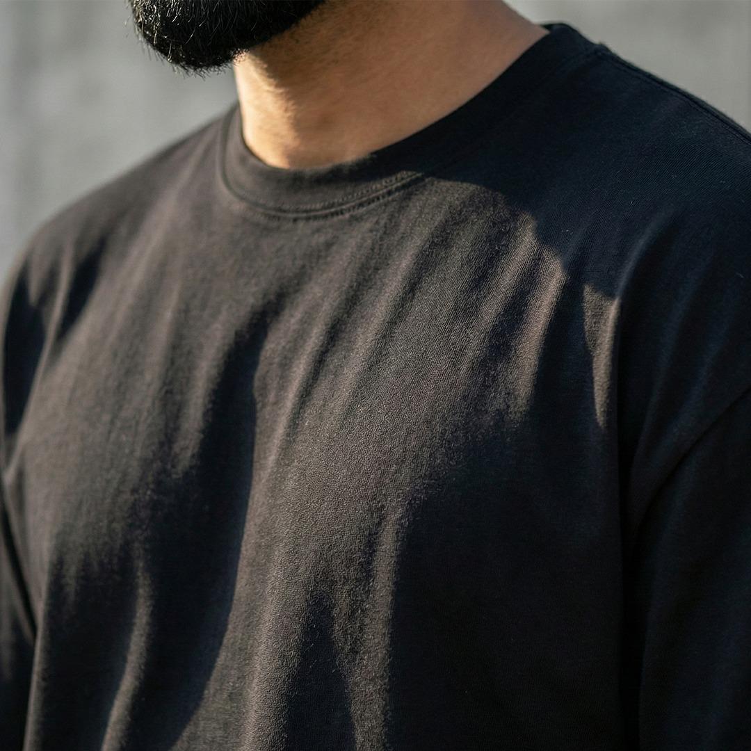 Cotton Blend Plain Black Oversized T-Shirts