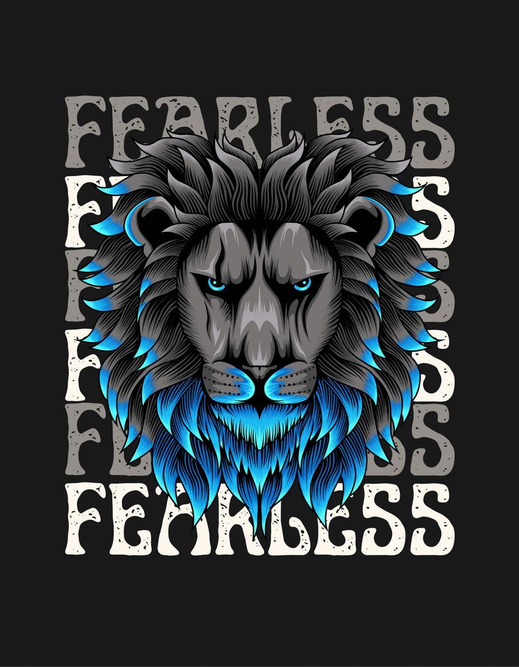 Fearless Graphic Printed Oversized T-Shirt for Men | Japanese Streetwear Anime Style Black Tee | Cotton Casual Fashion Tshirt