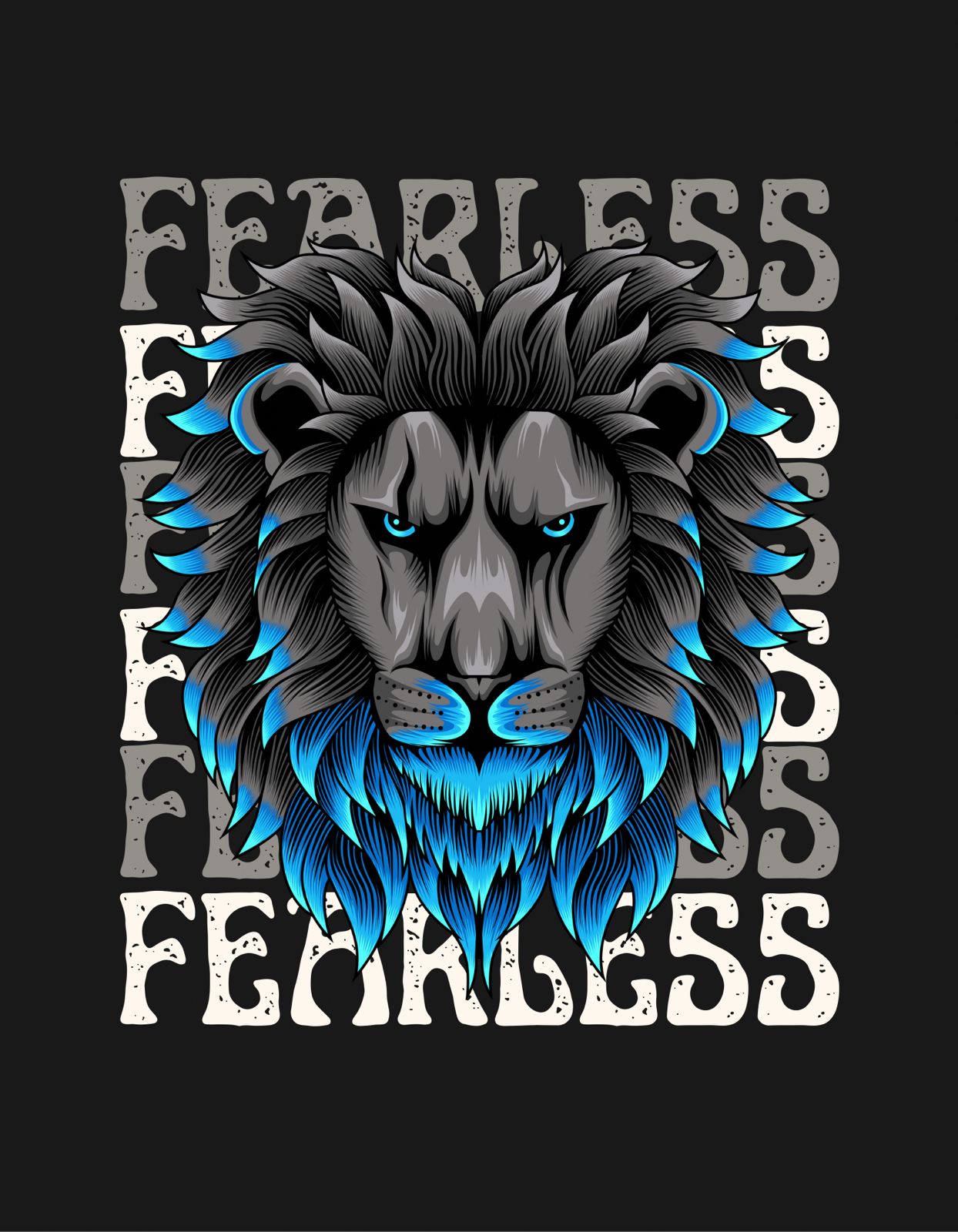 Fearless Graphic Printed Oversized T-Shirt for Men | Japanese Streetwear Anime Style Black Tee | Cotton Casual Fashion Tshirt