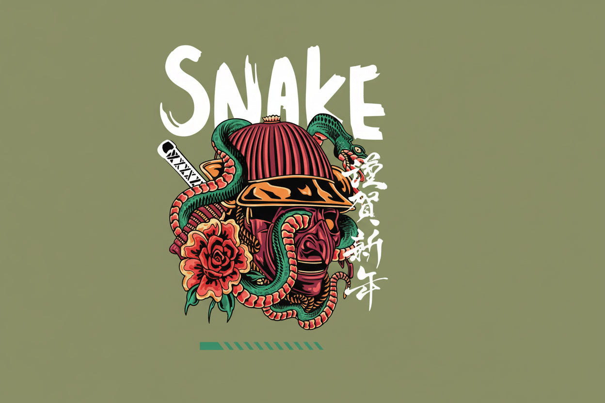 Olive Green Snake Print Oversized T-Shirt